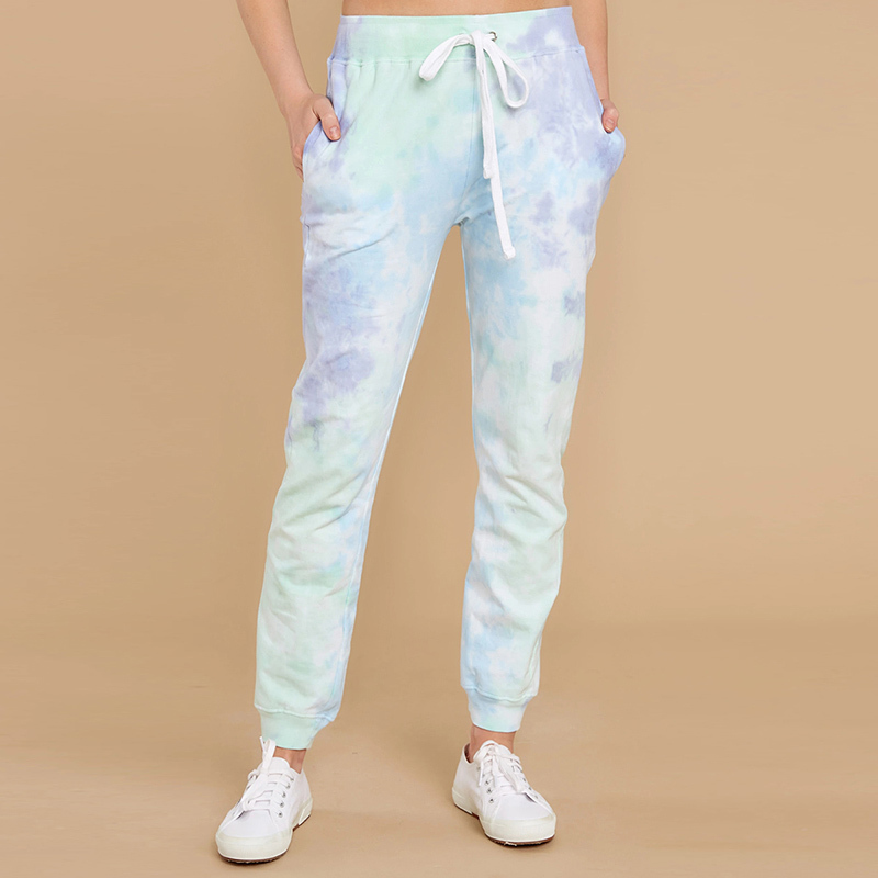 Fashion Tie Dye Print Pencil Pants Trousers Women High Waist Drawstring Sweatpants Casual Long Jogger 210515