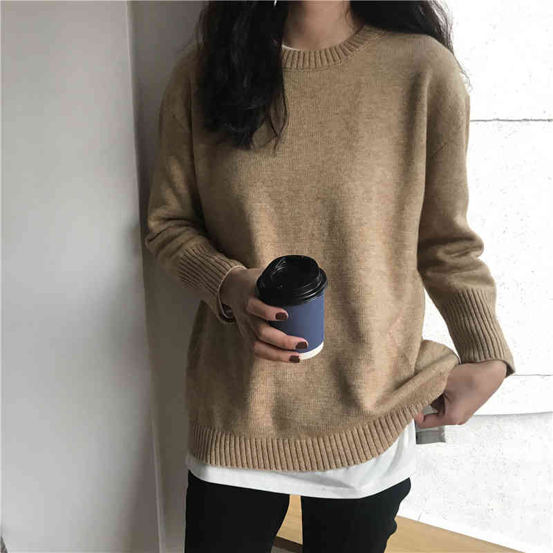 OL Vintage Outwear Pullover Tops Basic Bottoming Sweater Women Spring Autumn Elegant Knitted Sweaters 6 Colors 210421