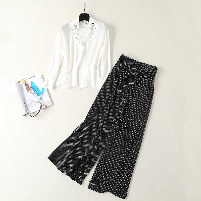 HIGH QUALITY Fashion Office Ladies Long Sleeve Turn-Down Collar White Lacing Silk Tops And Dot Wide Legs Pants Set 210526, Gray
HIGH QUALITY Fashion Office Ladies Long Sleeve Turn-Down Collar White Lacing Silk Tops And Dot Wide Legs Pants Set 210526, Gray