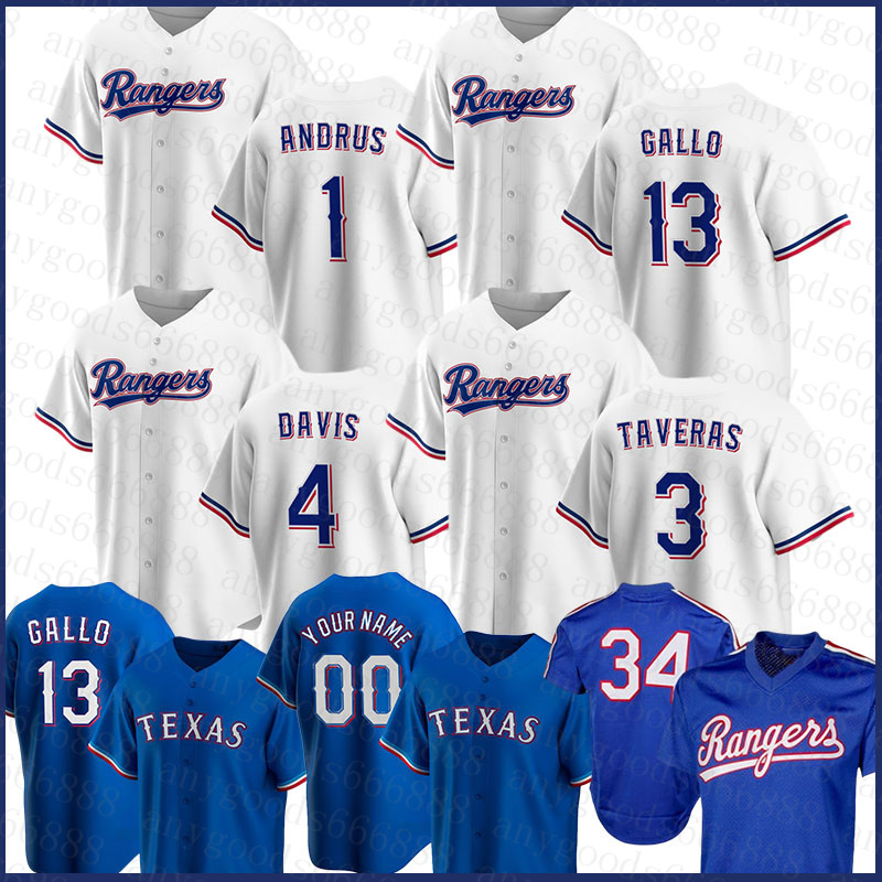 Texas Custom Rangers 1 Elvis Andrus Baseball Jersey 13 Joey Gallo 34 Nolan Ryan 7 Ivan Rodriguez 4 Khris Davis 3 Leody Taveras Rougned Odor, Blue;black
Texas Custom Rangers 1 Elvis Andrus Baseball Jersey 13 Joey Gallo 34 Nolan Ryan 7 Ivan Rodriguez 4 Khris Davis 3 Leody Taveras Rougned Odor, Blue;black