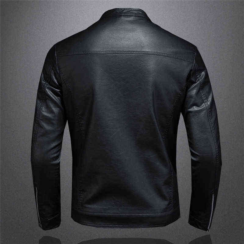 Large size autumn fashion trend coats men's style slim stand-up collar motorcycle leather jacket men's PU leather jacket 5XL 211110