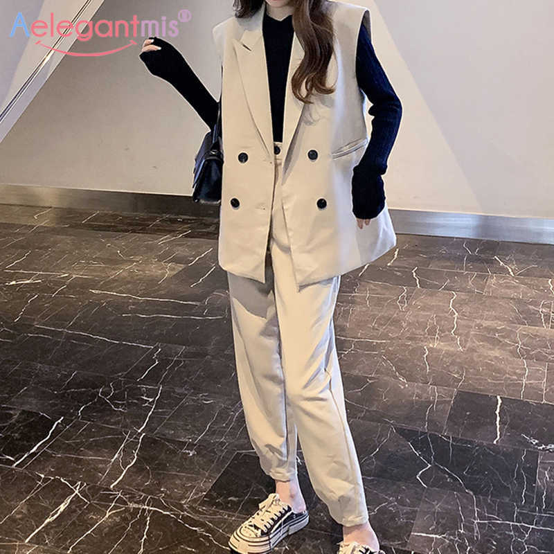 Aelegantmis Office Lady Blazer Vest Two Piece Set Women Loose Sleeveless Trousers Suits Casual Waistcoat 2 Pants OL 210607, Black
Aelegantmis Office Lady Blazer Vest Two Piece Set Women Loose Sleeveless Trousers Suits Casual Waistcoat 2 Pants OL 210607, Black