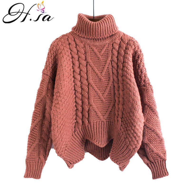 H.SA Women Turtleneck Sweater And Pullovers Spring Winter Harajuku Tops Thick Warm Crop Sweaters Jumpers Twisted Pull Femme 210716