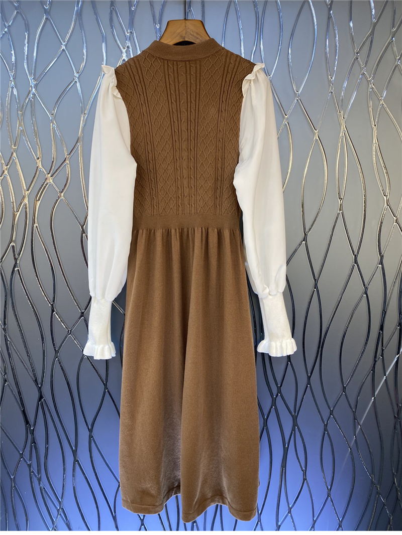 Lantern Sleeve Patchwork Knitting Dress Women Autumn European And American New Slimming Midi Dress 9BB, Brown
Lantern Sleeve Patchwork Knitting Dress Women Autumn European And American New Slimming Midi Dress 9BB, Brown