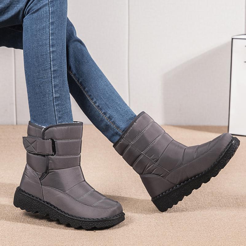 Boots 2021 Winter High-top Plush Water Proof Hook Loop Plus Velvet Women Shoes Long Tube Outdoor Snow