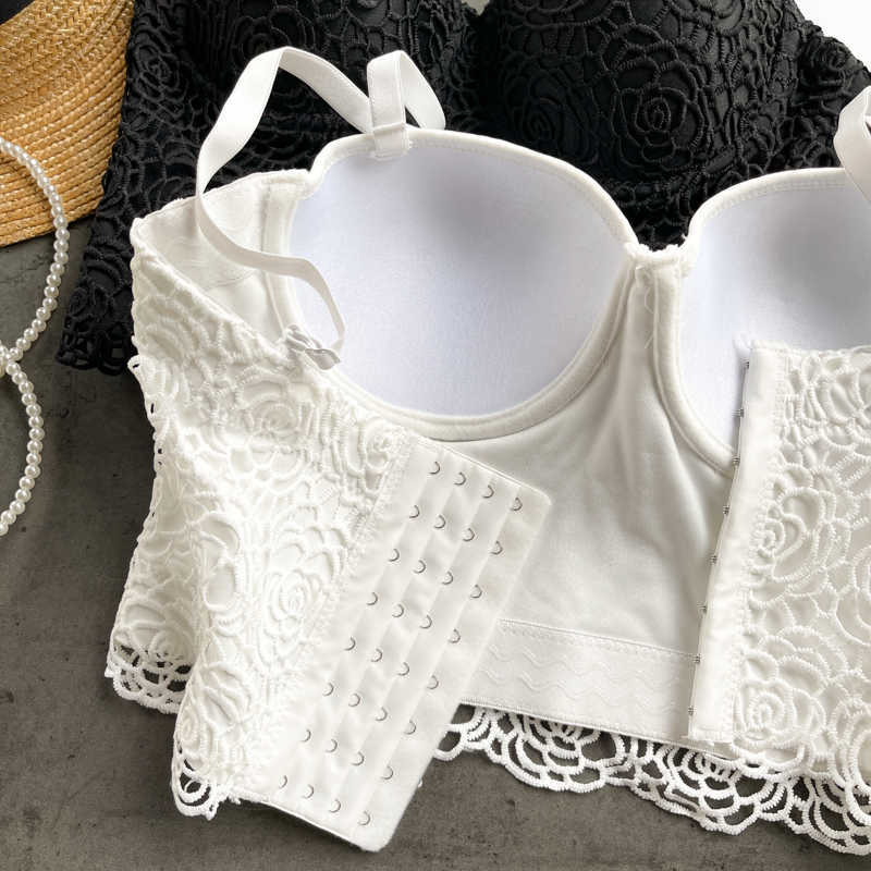 DEAT Women Outer Open Back Suspender Vest Sexy Solid Color V-neck Chest Pad Flower Fashion Spring Summer 11B550 210709