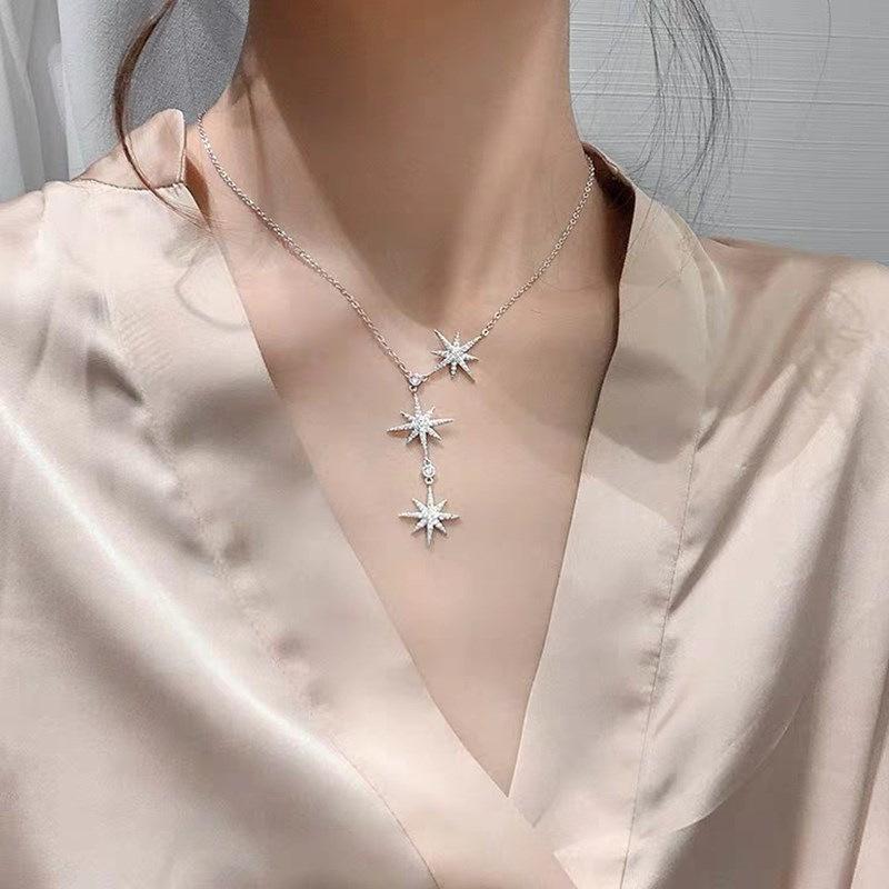 Chains Fashion Long Pendant Necklace Cubin Zirconia Shinning Eight Pointed Star Choker Punk Elegant Party Accessories Jewelry, Silver
Chains Fashion Long Pendant Necklace Cubin Zirconia Shinning Eight Pointed Star Choker Punk Elegant Party Accessories Jewelry, Silver