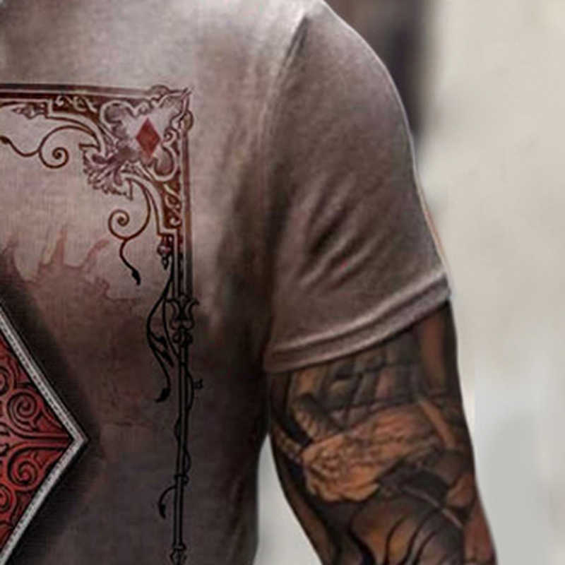 Playing Cards Diamond Square Print T-shirt Men's Summer Casual Short Sleeve Pullover Loose Tops 210629