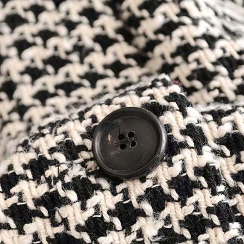 Vintage tassels oversized tweed jacket women winter casual loose button plaid coat ladies office outwear 210521