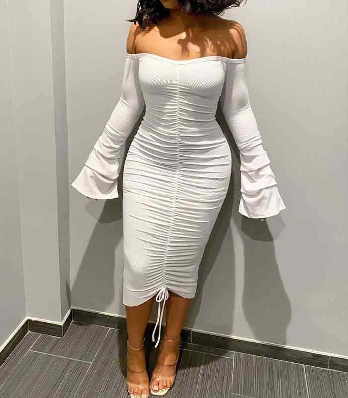 arrivals women flare sleeve off shoulder bodycon summer white dress 2xl size dresses for women, Black;gray
arrivals women flare sleeve off shoulder bodycon summer white dress 2xl size dresses for women, Black;gray