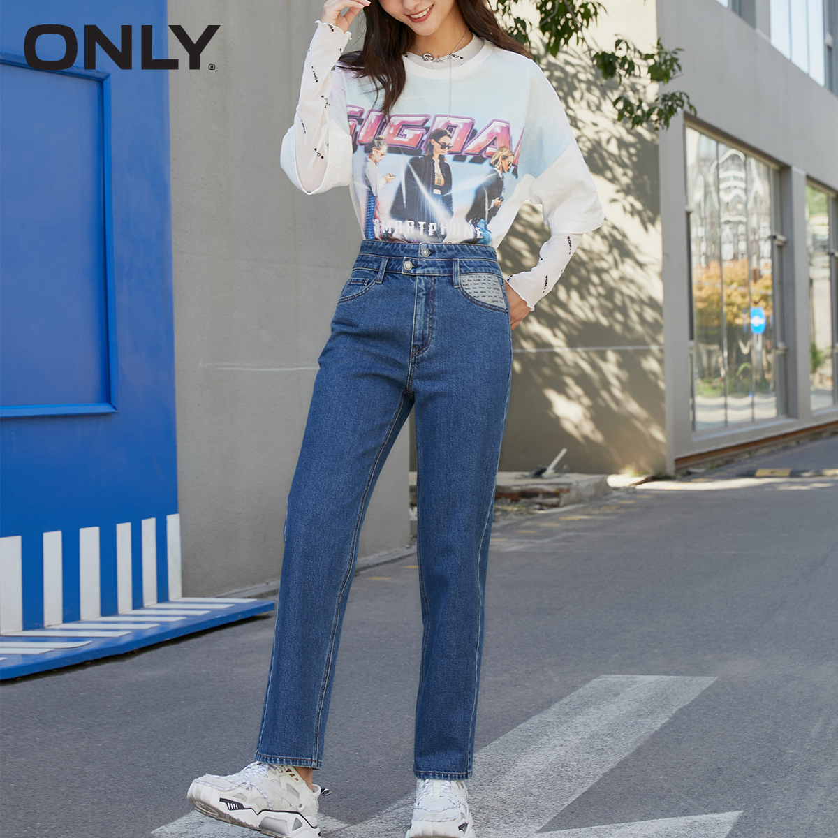 ONLY2021 autumn new button letters high waist slim straight cropped jeans women 120349089, New 510
ONLY2021 autumn new button letters high waist slim straight cropped jeans women 120349089, New 510