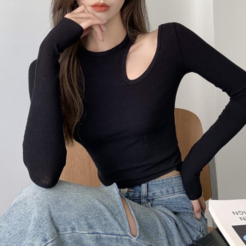 Women's T-Shirt Y2KT-shirt Tight-fitting Short Sexy Hollow Strapless Long-sleeved Bottoming Shirt 2021 Autumn And Spring Black Top, White
Women's T-Shirt Y2KT-shirt Tight-fitting Short Sexy Hollow Strapless Long-sleeved Bottoming Shirt 2021 Autumn And Spring Black Top, White