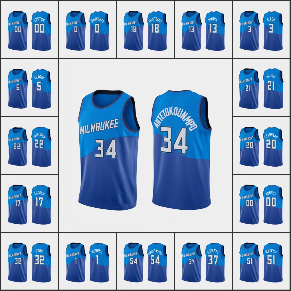 Milwaukee''Bucks''Men Khris Middleton Giannis Antetokounmpo Jrue Holiday Nik Stauskas Edition Blue Jersey, Black
Milwaukee''Bucks''Men Khris Middleton Giannis Antetokounmpo Jrue Holiday Nik Stauskas Edition Blue Jersey, Black