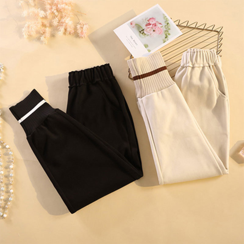 Autumn Fashion Women Elastic Waist Woolen Casual Harem Pants Plus Size Solid Loose Trausers Femme 5XL M693 210512