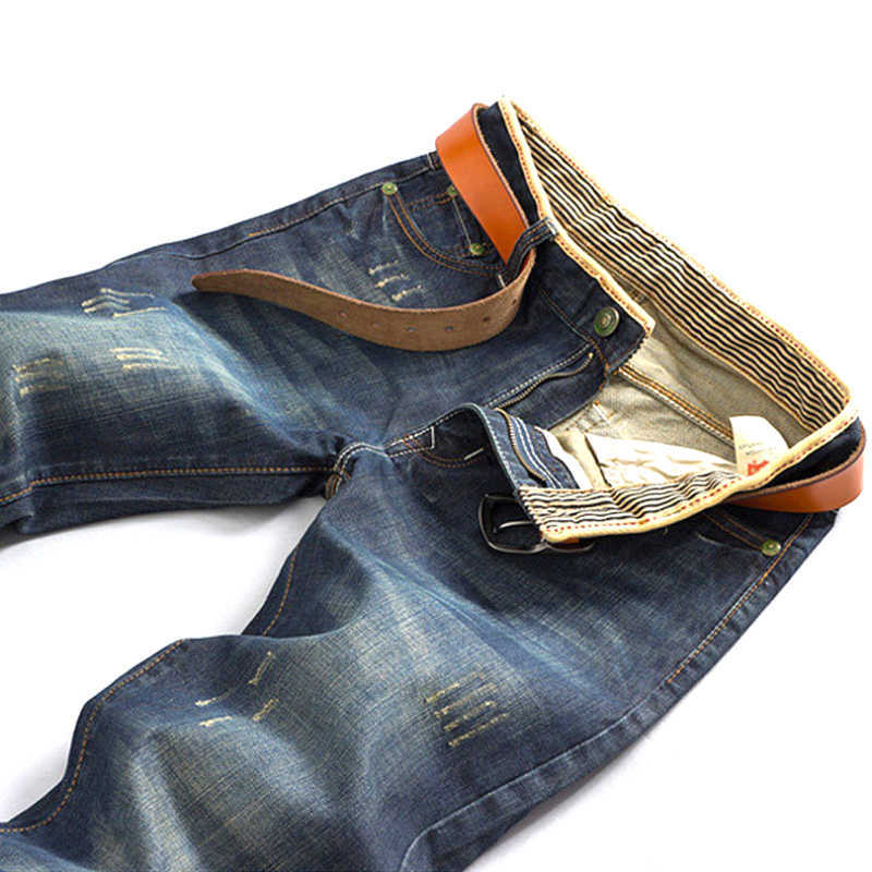 Vintage jeans young men's new men's solid-color straight barrel autumn men's slim long pants tide. X0621