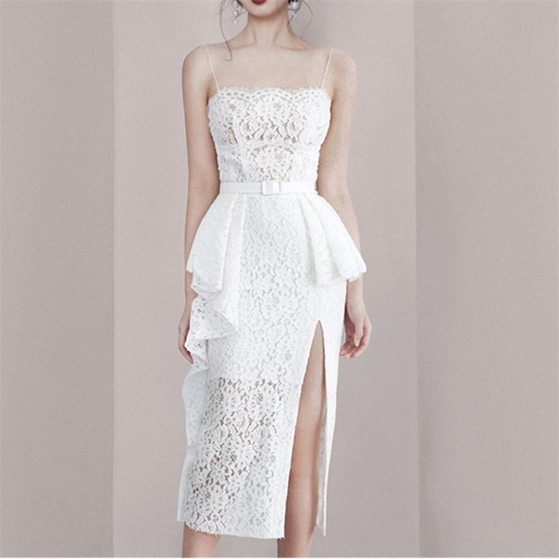Elegant White Lace Dress For Women Sexy Spaghetti Strap Sleeveless High Waist Ruffle Split Dresses Summer Fashion 210520, Photo color
Elegant White Lace Dress For Women Sexy Spaghetti Strap Sleeveless High Waist Ruffle Split Dresses Summer Fashion 210520, Photo color