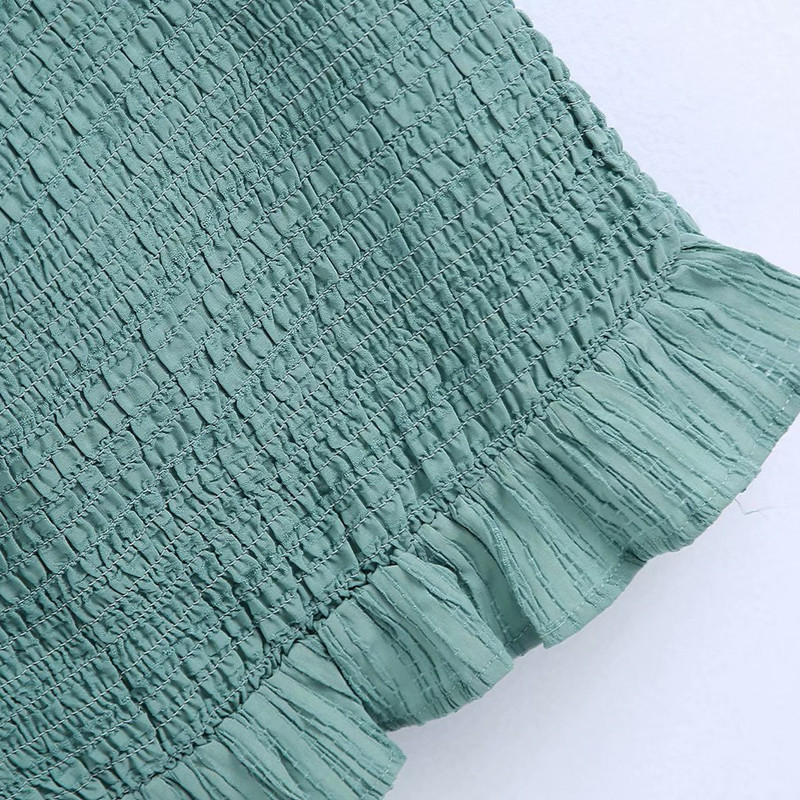 PUWD Sweet Women Square Collar Dress Summer Fashion Ladies High Street Vintage Female Textured Jacquard Mini 210522