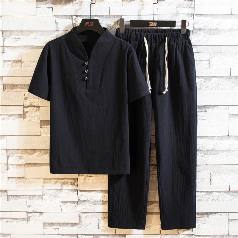 Man Tracksuit Set 2 Pieces Casual Clothing (Shirt + Trousers)Summer Fashion Men White Cotton Linen Short Sleeve Shirts, Black
Man Tracksuit Set 2 Pieces Casual Clothing (Shirt + Trousers)Summer Fashion Men White Cotton Linen Short Sleeve Shirts, Black