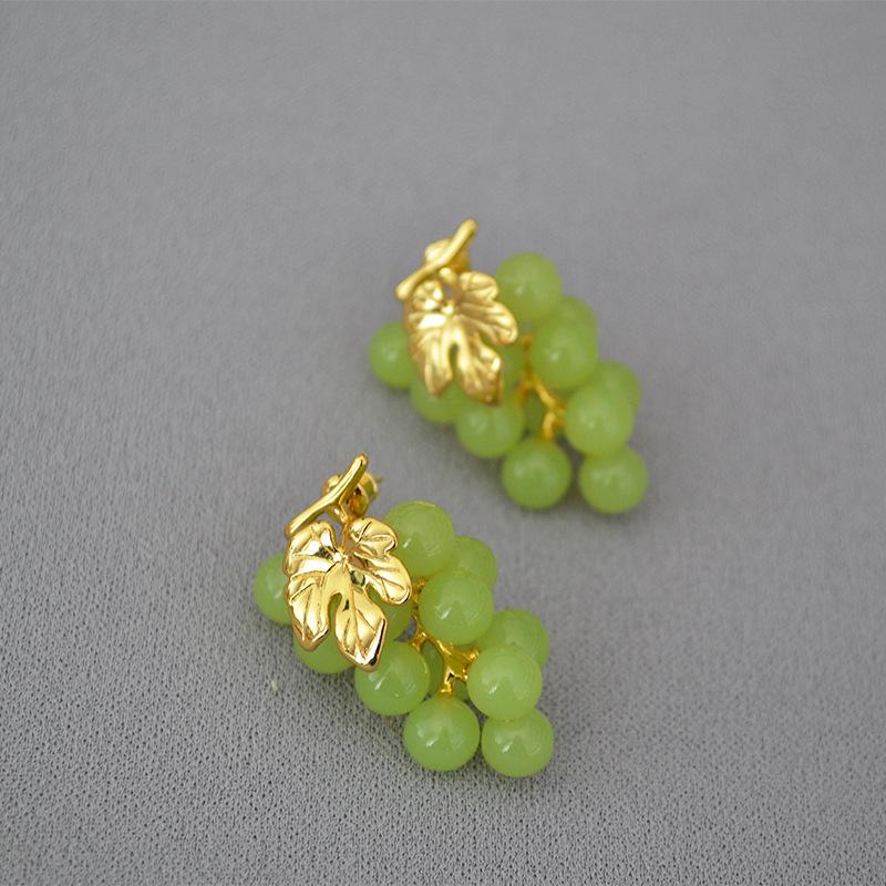 Stud Women Gold Plated Leaf And Resin Grape Shape Earrings 925 Silver, Golden;silver
Stud Women Gold Plated Leaf And Resin Grape Shape Earrings 925 Silver, Golden;silver