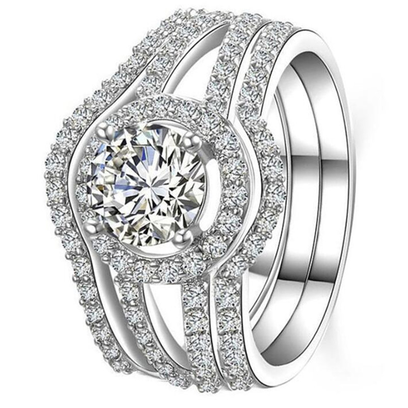 2022 Choucong Brand Wedding Rings Luxury Jewelry 925 Sterling Silver Round Cut White Topaz CZ Diamond Gemstones Eternity Party Women Bridal Couple Rin