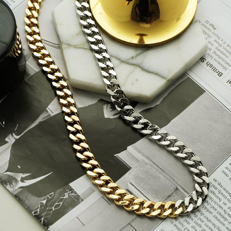 Chains Men Women Choker Men's Hip-Hop Titanium Steel Copper Plated Gold Silver Double Color Cuban Chain Punk Jewelry Necklace Bracelet
Chains Men Women Choker Men's Hip-Hop Titanium Steel Copper Plated Gold Silver Double Color Cuban Chain Punk Jewelry Necklace Bracelet