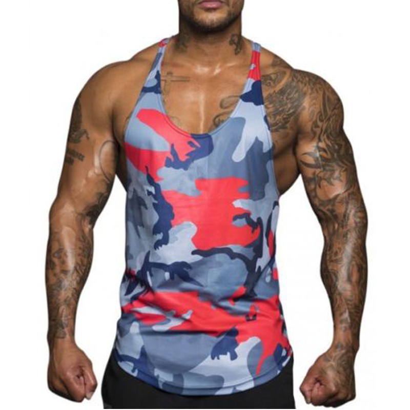 Gym Men Bodybuilding Camo Sleeveless Single Tank Top Muscle Stringer Athletic Fitness Vest Tops Summer Clothes vest 210515