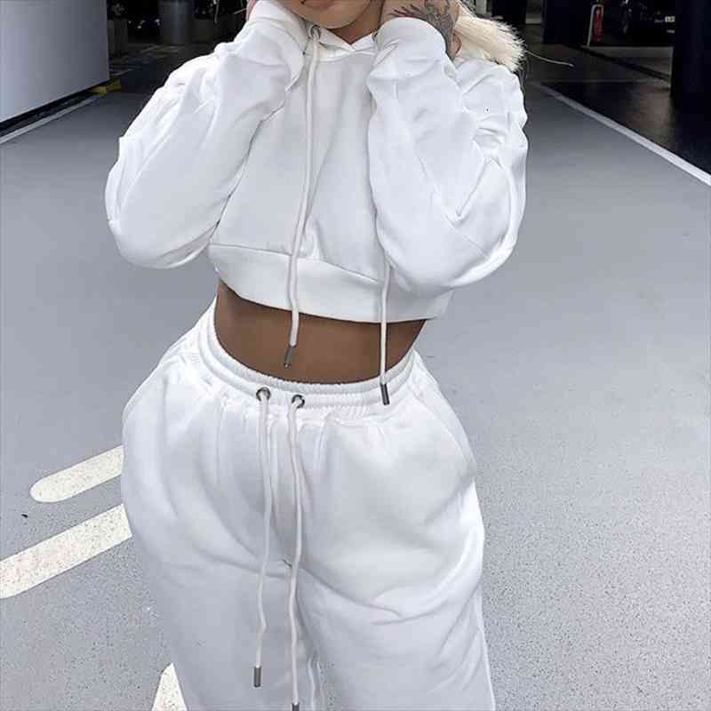 fashion soft cotton womens sports sets hoodies tie up female crop autumn high waist two pieces suits, White
fashion soft cotton womens sports sets hoodies tie up female crop autumn high waist two pieces suits, White