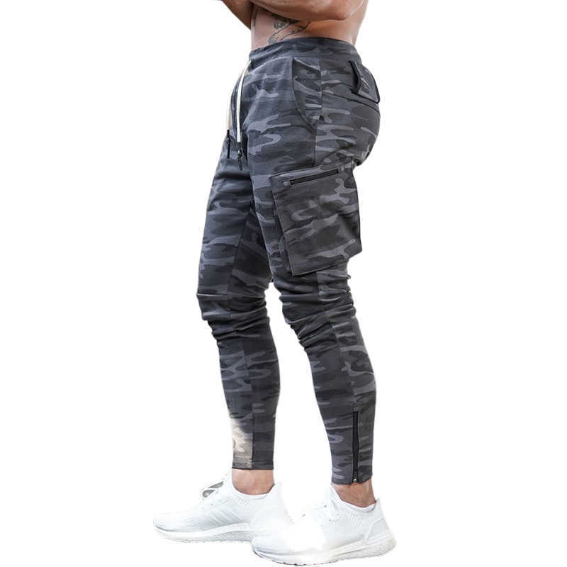 Sport Men Pants Cotton Zipper Multiple Pockets Casual Cargo Sweatpants Jogger Fitness Workout Tactical Pants Camouflage Trousers Z260128
