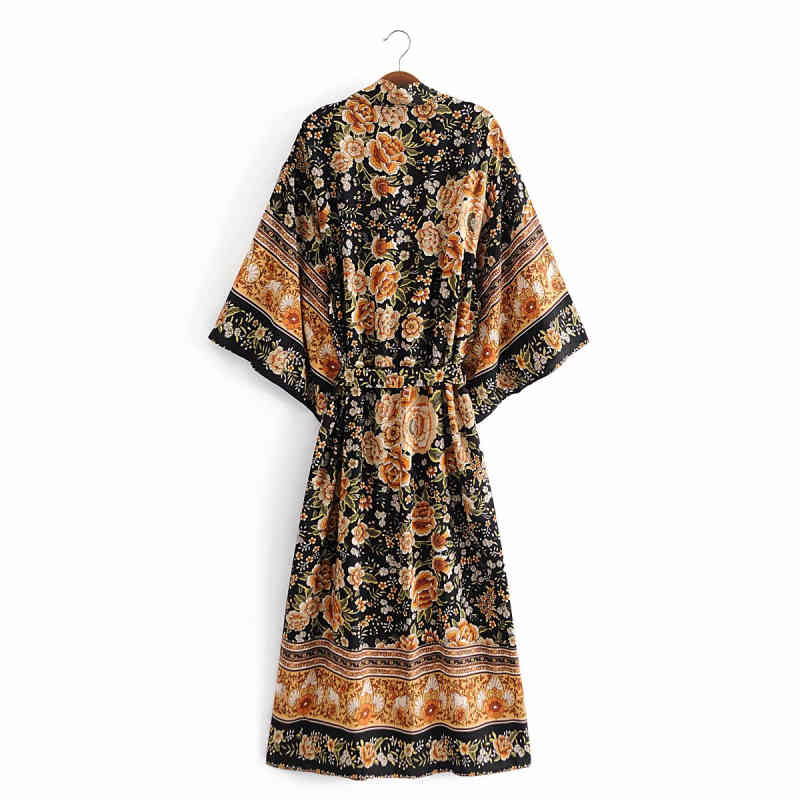 Vintage Woman Loose Printed Sahes Long Dress Spring Fashion Ladies Soft Cotton Dresses Female Elegant Vacation 210515