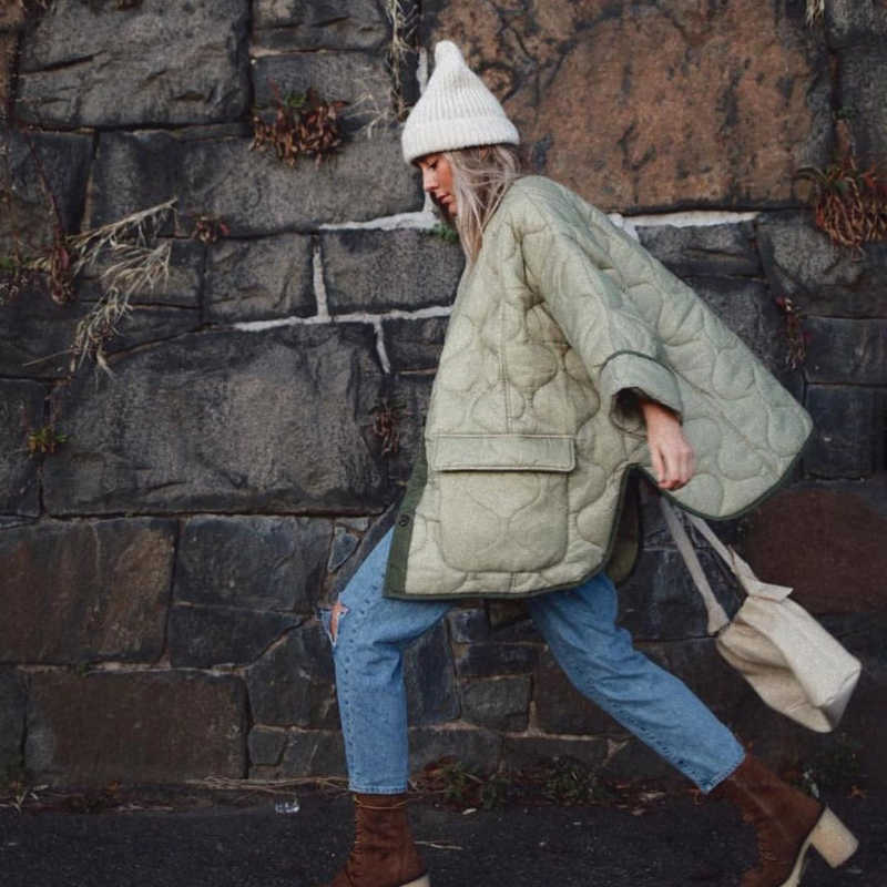Autumn Winter Women's Loose Jackets Thin Parka Oversize Coats Round Neck Outwear Female Long Sleeve Cotton Clothing 211018
