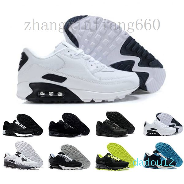 Mens Shoes classic 90 Men and woman Shoes Black Red White Trainer Air Cushion Surface Breathable Casual Shoes 36-45 D74E