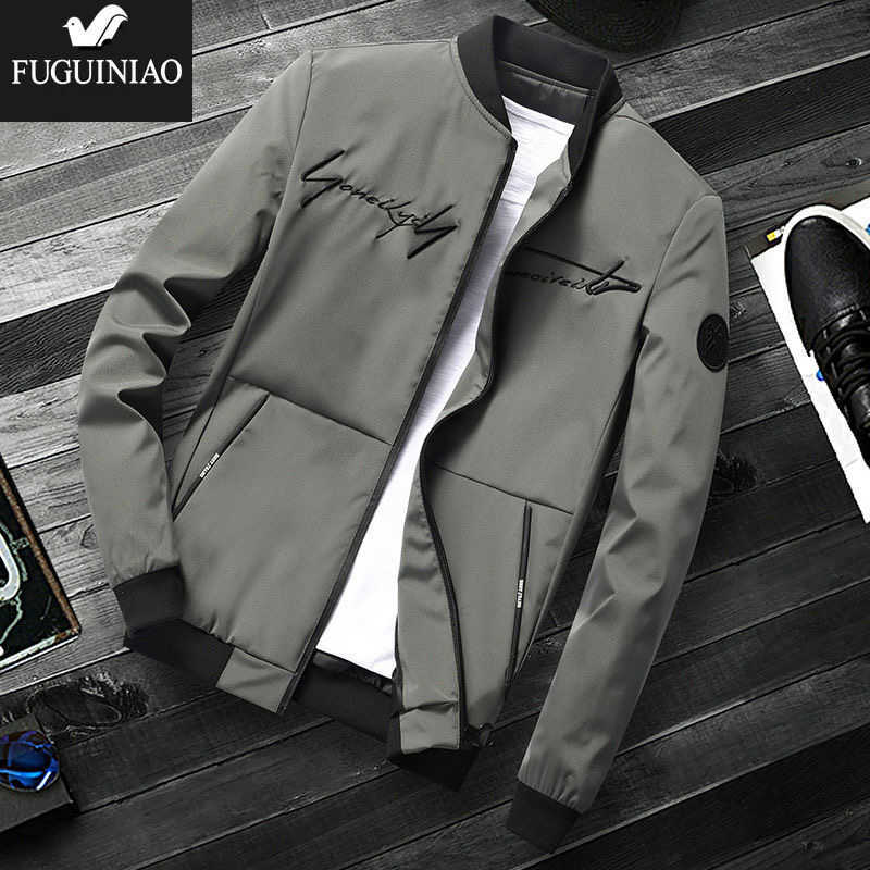 Spring Men's Bomber Zipper Jacket Male Casual Streetwear Hip Hop Slim Fit Pilot Coat Men Embroidered Clothing 211009