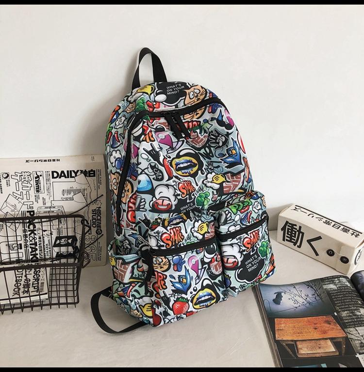 Backpack Graffiti Print For Men And Women Large-capacity School Bag Teenagers Personality Backpacks Laptop Sports Travel