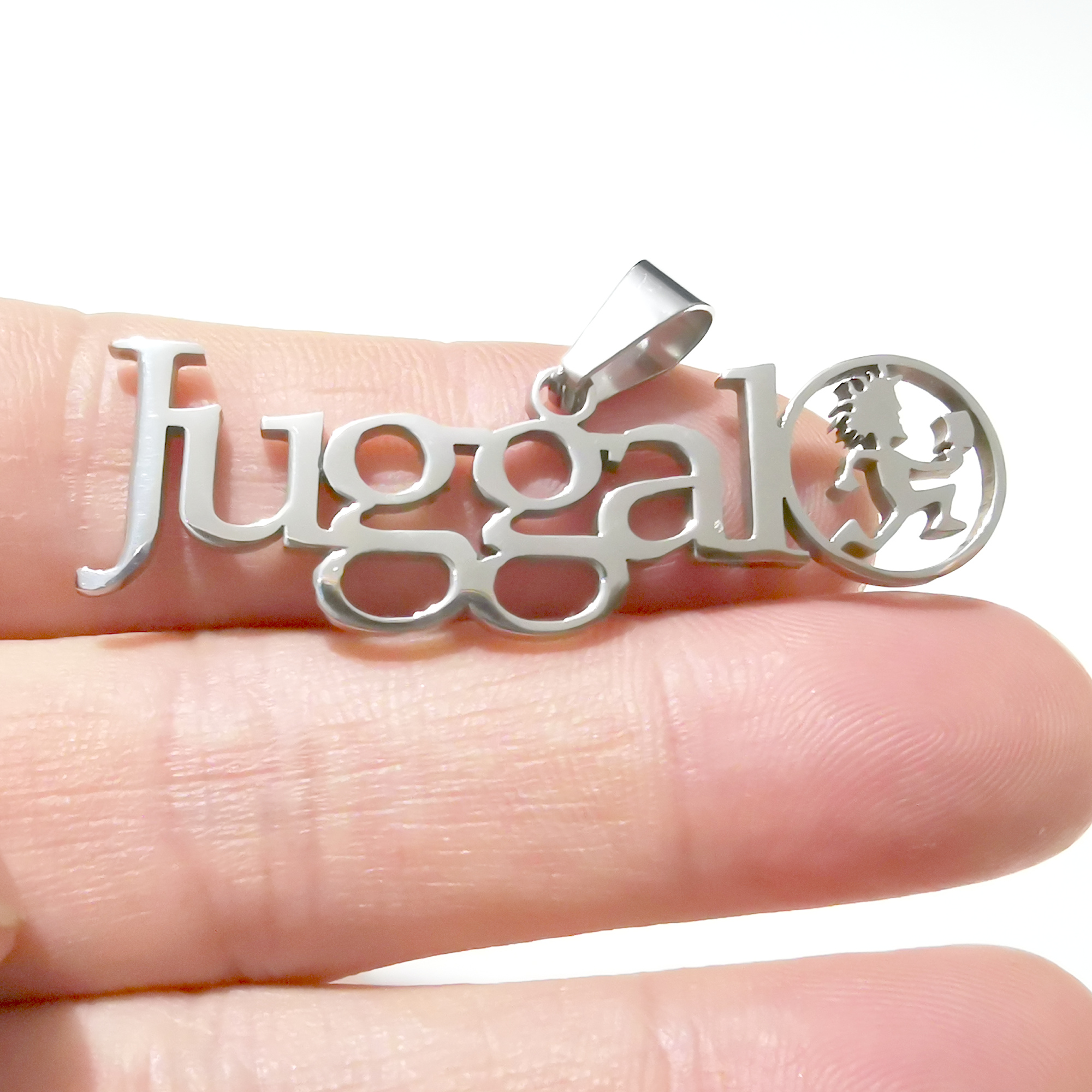 Mens Jewelry Punk Silver Letter Juggalo Pendant Necklace Stainless Steel ICP Hatchetman Charms Chain 4mm24 inch