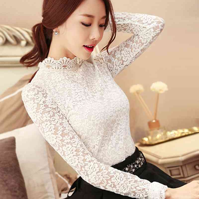 plus size tops fashion woman blouses white lace shirt long sleeve women shirts blusas femininas 1695 50 210512