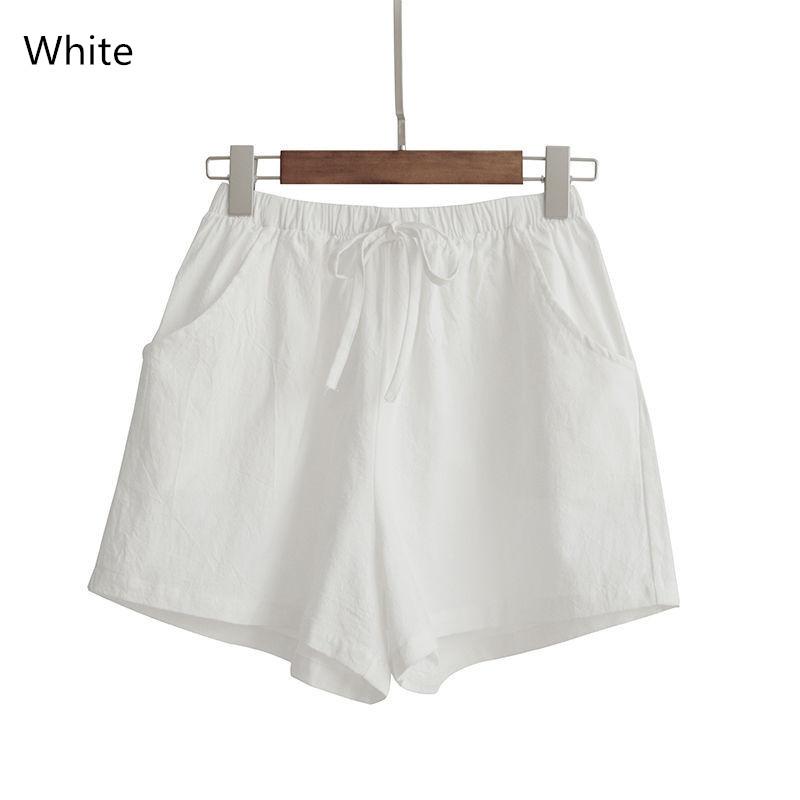 Women Summer Wide Leg Shorts Female Loose Cotton Solid Bow Candy Color Casual Elastic Waist Student Bottom Women's