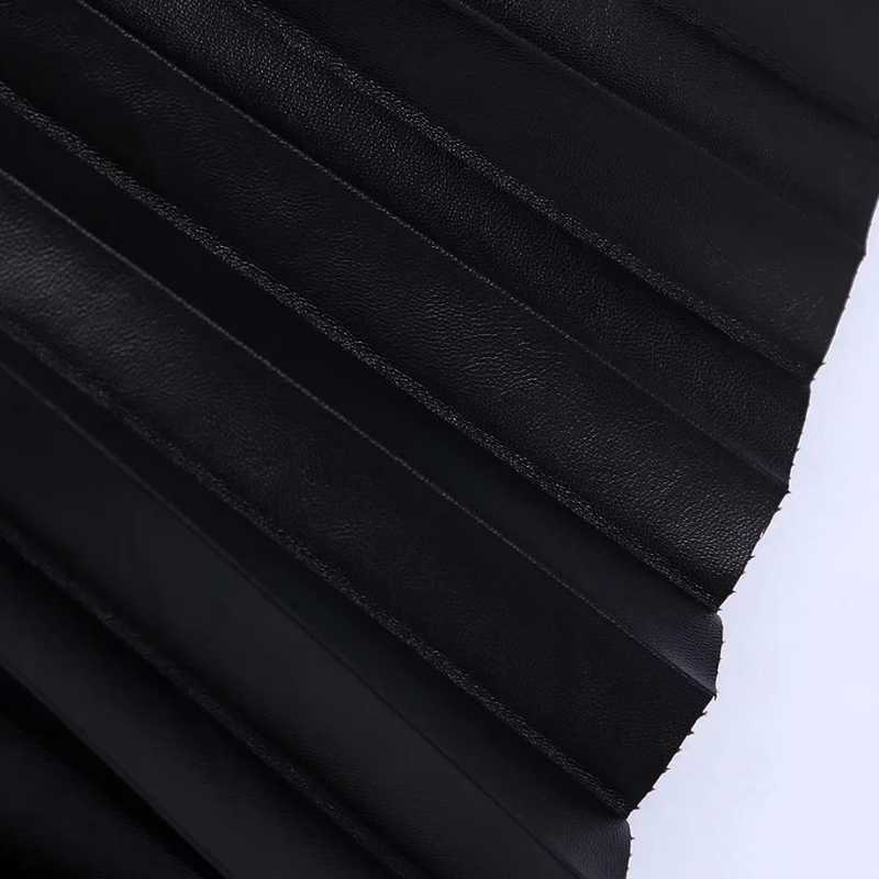 Women PU Leather Deep V Neck Pressed Pleat Splicing Mini Dress Female Sleeveless Clothes Casual Lady Loose Vestido D6967 210630