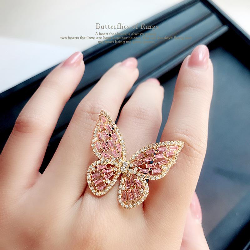 Cluster Rings Korean Style Butterfly For Women Light Luxury Temperament Pink Zircon Hollow Wholesale Wedding Jewelry KAR082, Golden;silver
Cluster Rings Korean Style Butterfly For Women Light Luxury Temperament Pink Zircon Hollow Wholesale Wedding Jewelry KAR082, Golden;silver