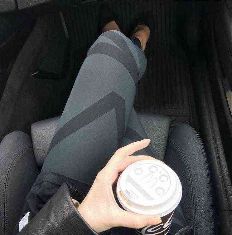 Women High Stretch Leggings Geometric Stripe Ladies Fashion Legging Slim Pants 211215
