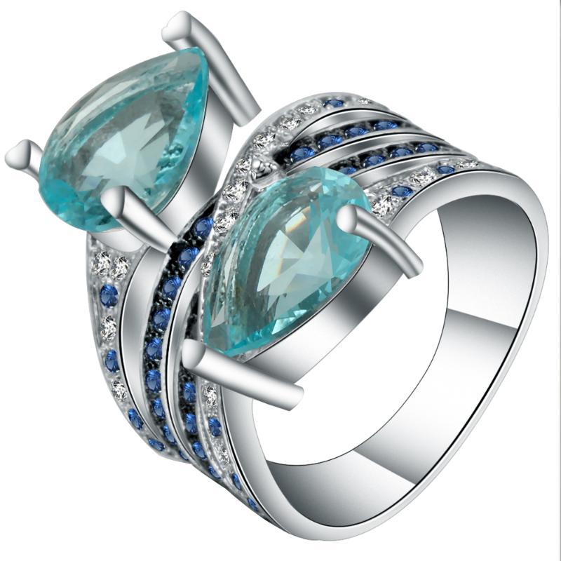 Wedding Rings UFOORO Exquisite Water Drop Blue Zirconia Jewelry White Gold Filled Multi-layered Finger For Women Custom
Wedding Rings UFOORO Exquisite Water Drop Blue Zirconia Jewelry White Gold Filled Multi-layered Finger For Women Custom