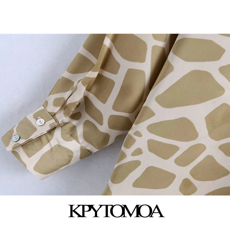 Women Fashion Loose Fitting Animal Print Soft Touch Blouses Long Sleeve Button-up Female Shirts Chic Tops 210420