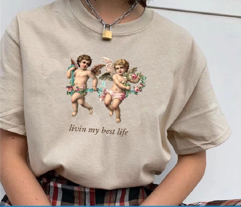 Cute Angel Kiss Living Life T Shirt Painting Tumblr Unisex Women Men Summer Harajuku Casual Hipster Grunge Shirts Tops 210518, Khaki
Cute Angel Kiss Living Life T Shirt Painting Tumblr Unisex Women Men Summer Harajuku Casual Hipster Grunge Shirts Tops 210518, Khaki