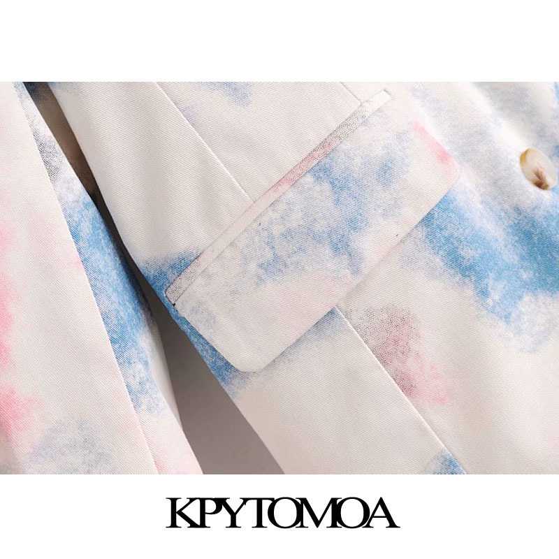 Women Fashion Double Breasted Tie-dye Blazers Coat Long Sleeve Pockets Female Outerwear Chic Tops 210420