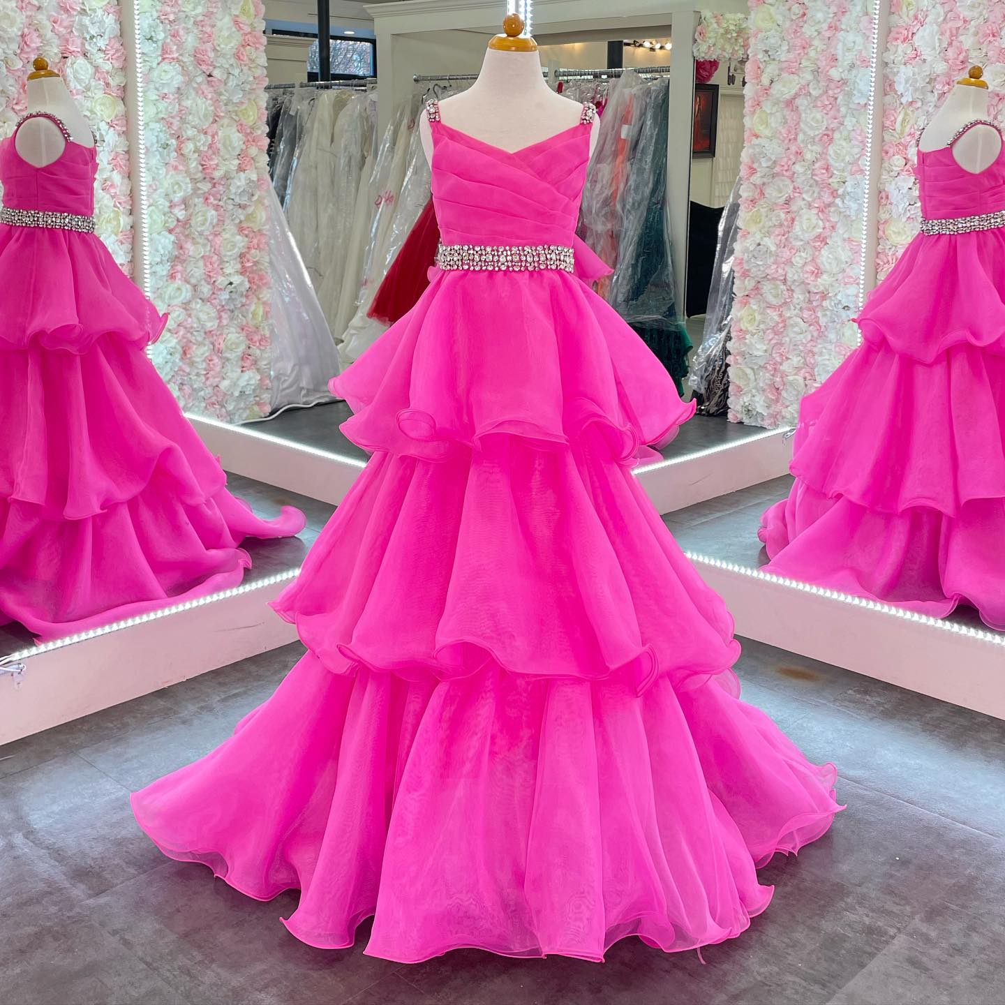 Candy Color Organza Little Girl Pageant Dresses 2022 Straps Infant Toddler Girls Prom Gowns Zipper-Back Ruffles Long Kids Formal Party Birthday Princess Wear