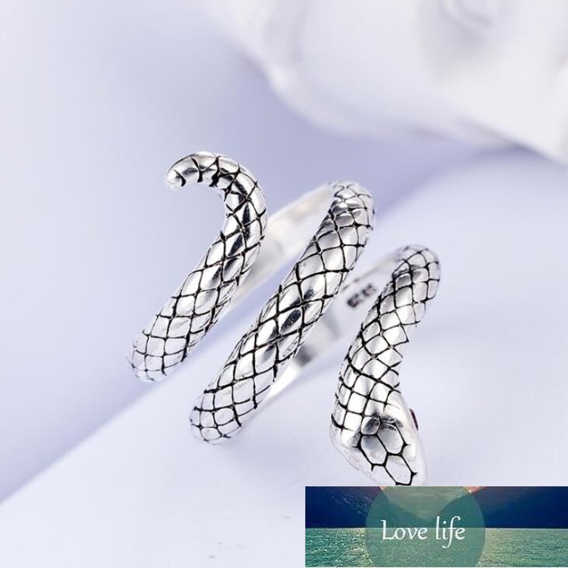 Creative Personality Snake New Fashion 925 Sterling Silver Jewelry Thai Silver Crystal Temperament Opening Rings R162 Factory price expert design Qual