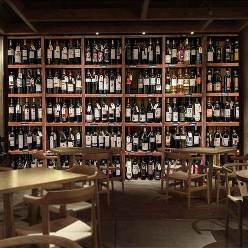 European Style 3D Wallpaper Modern Red Wine Bottles Wooden Wine Rack Photo Wall Murals Cafe Bar