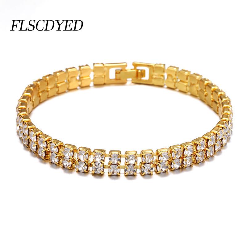 Charm Bracelets FLSCDYED Cubic Shiny Rhinestone Chain Bangle Bracelet For Women Men Gold Silver Color Hand Stainless Steel Metal Jewelry
Charm Bracelets FLSCDYED Cubic Shiny Rhinestone Chain Bangle Bracelet For Women Men Gold Silver Color Hand Stainless Steel Metal Jewelry