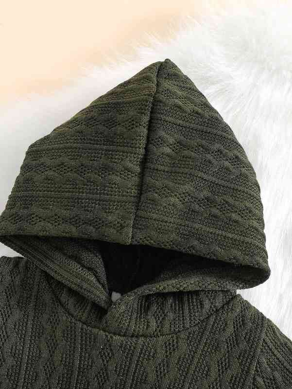 Baby Kangaroo Pocket Cable Textured Hoodie & Sweatpants SHE
