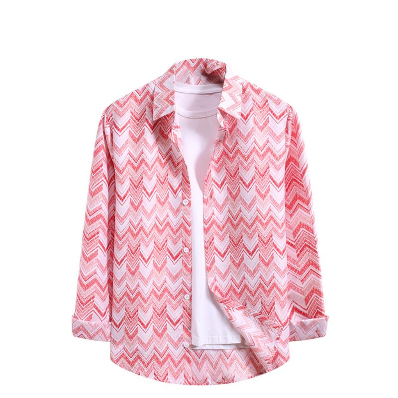 Fashion Men Stripe Print Shirts Long Sleeve Casual Blouse Tops Camisas Para Hombre Slim Fit Cotton Male Soft Clothes Men's