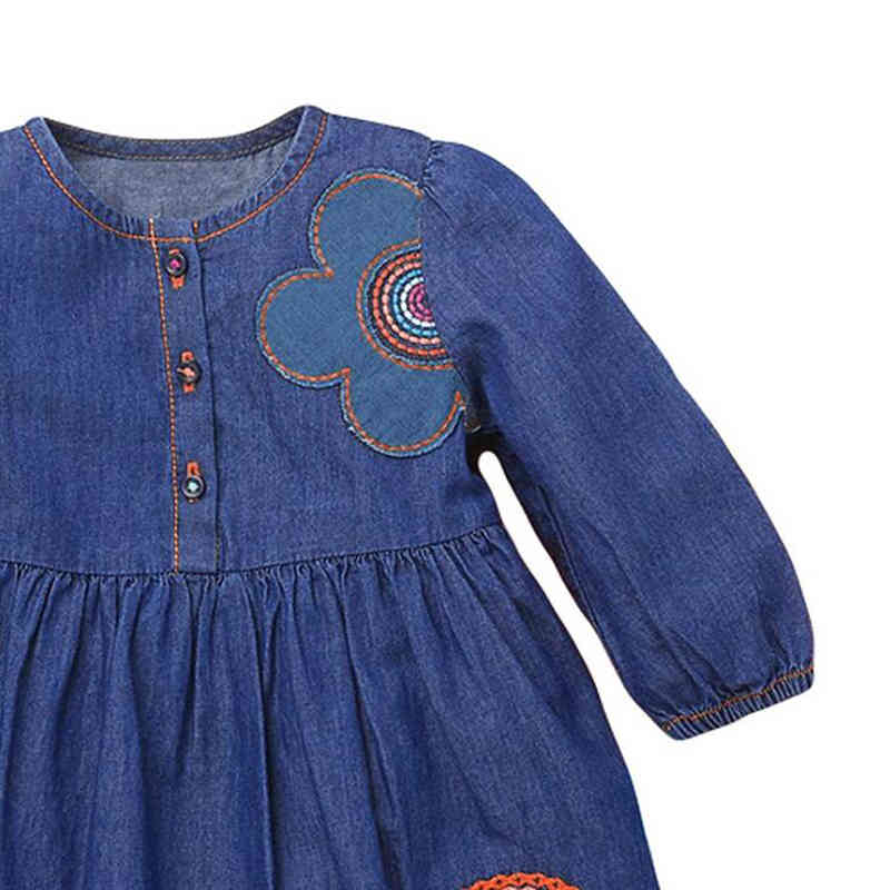 Spring Autumn Kids Cowboy Printing Dresses For Girls Princess Girl Long Sleeve 2-7Yrs 210429